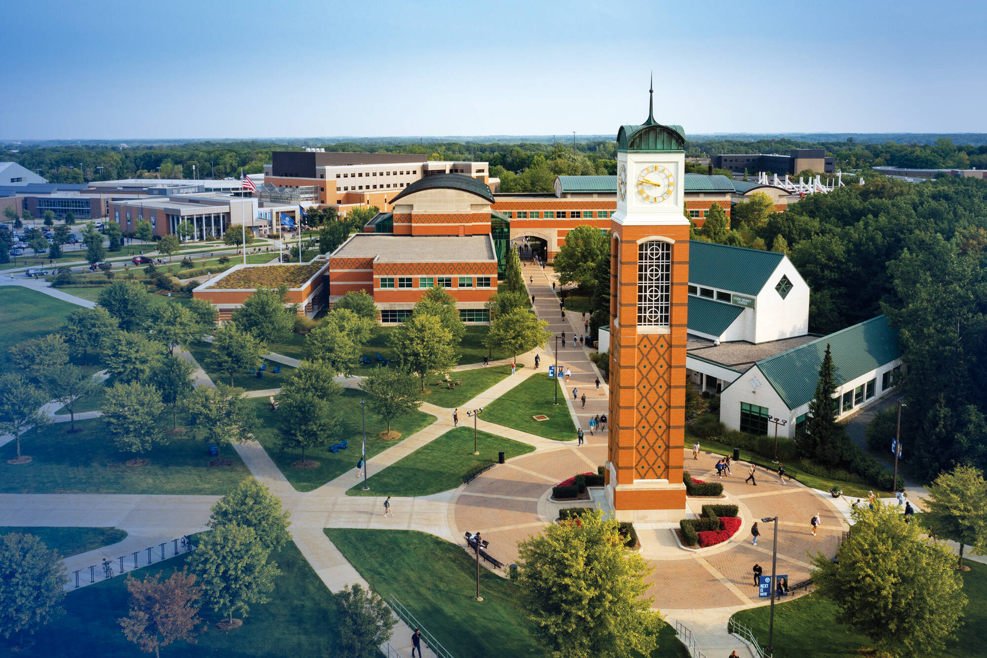 A drone shot of the carillon on the Allendale Campus